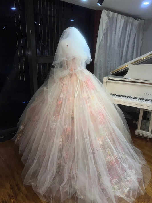 A Sweet Fairy Dress With Floral Prints, Thousands Of Flowers Blooming On The Hem. gh6728
