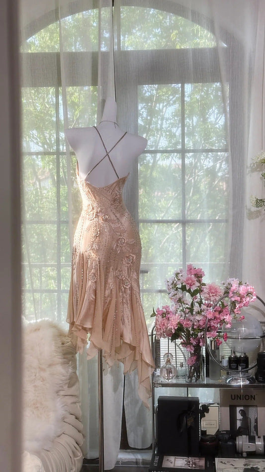 Pink Gorgeous Exquisite Floral Delicate Beading Long Chiffon Homecoming Dress Ball Gown Evening Gown Party Dress gh4160