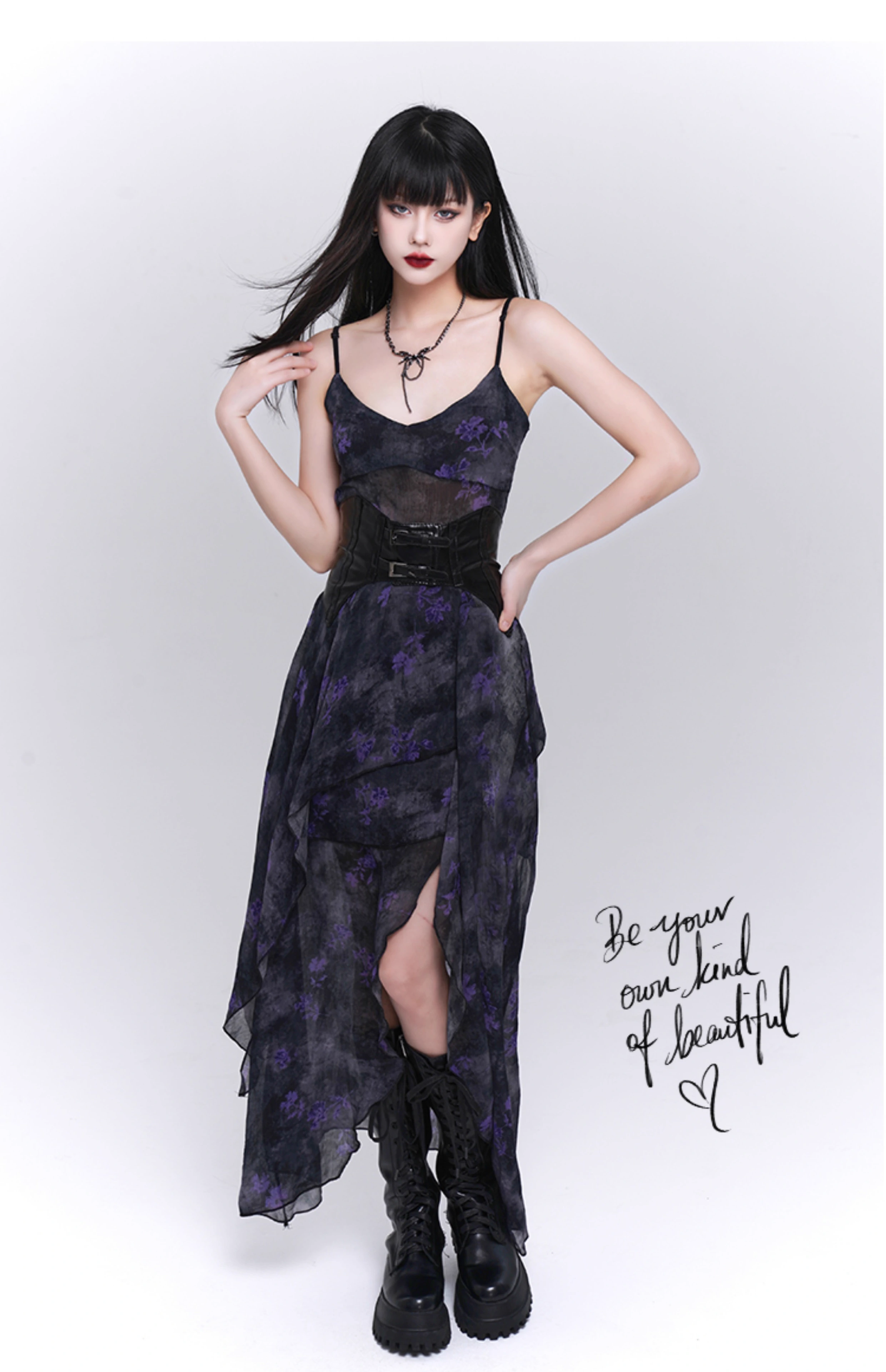 Fashion Design Sense Long Black Spaghetti Strap Dress TP2921