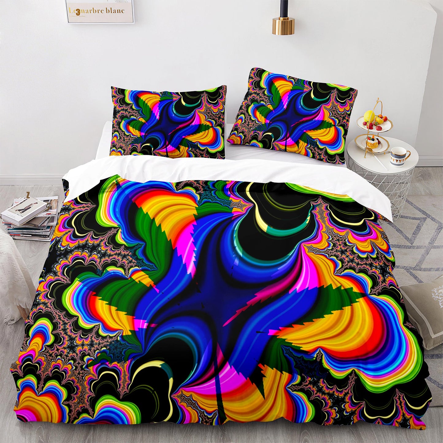 Cutom Duvet Cover Set maple leaf Pattern Chic Comforter Cover King Size for Teens Adults Bedding Set with Pillowcases  FY3001