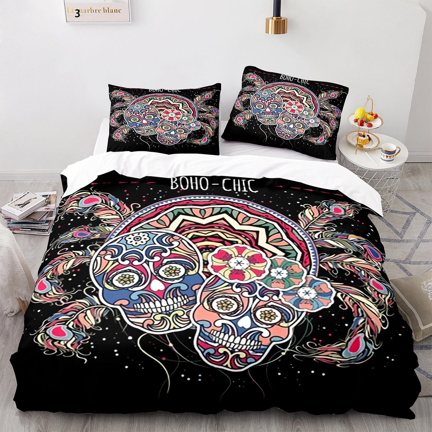 Cutom Duvet Cover Set Pattern Chic Comforter Cover King Size for Teens Adults Bedding Set with Pillowcases  KL3004