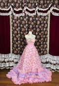 Gorgeous Applique Floral Sweet 16 Quinceanera Strapless A-Line Floor-length Tiered Prom Dress Evening Dress Ball Gown TP4389