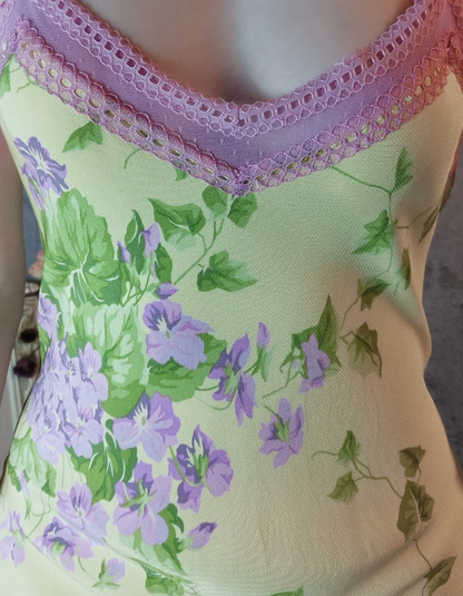 Retro Yellow-Based Purple Floral Mermaid Spaghetti Strap V-Neck Chiffon Prom Dress Evening Dress P4311