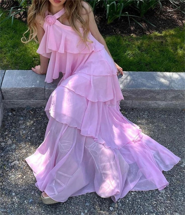 Classic Pink Prom Dresses Long Prom Gown 22th Birthday Outfit P1381