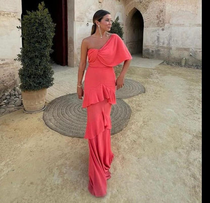 Elegant Mermaid Long One Shoulder Prom Dress 22th Birthday Outfits P2121