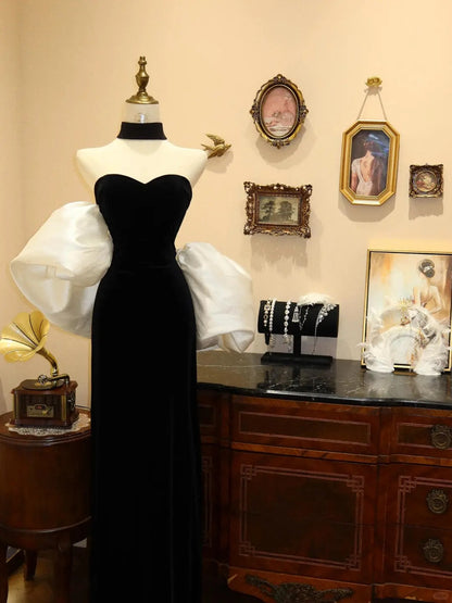 Black and red/Black and White gorgeous retro fashion elegant long slim velvet ball gown evening dress party dress prom dress gh3651