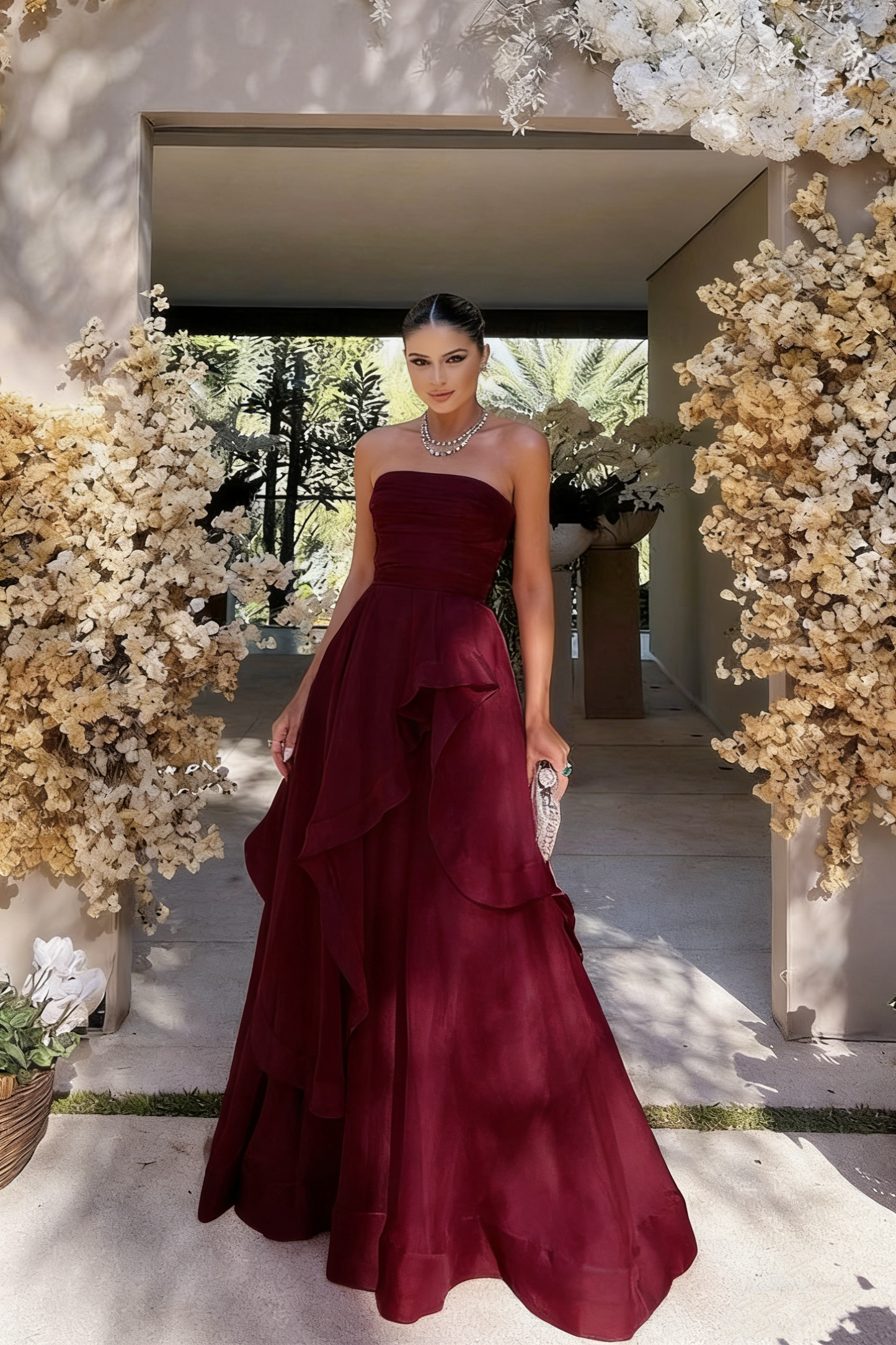Gorgeous A line Strapless Pink Long Prom Dress P1882