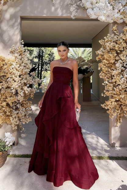 Gorgeous A line Strapless Pink Long Prom Dress P1882