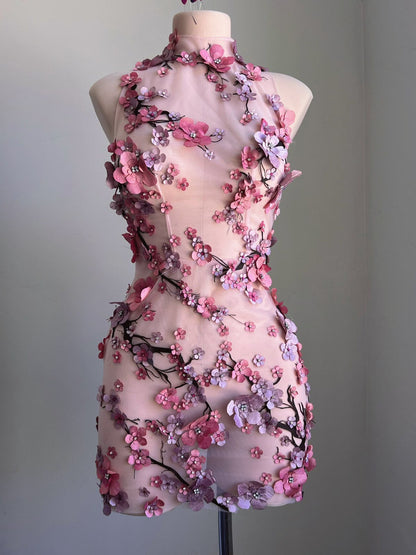 Pink Floral Elegant Sweet Fairy Short Tulle Homecoming Dress Prom Dress Party Dress gh4890