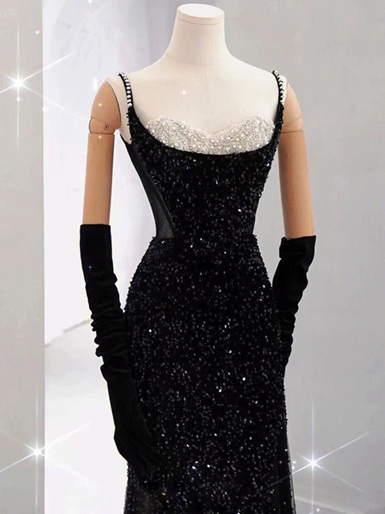 Beautiful Mermaid Straps Slit Burgundy Long Prom Dress P1366