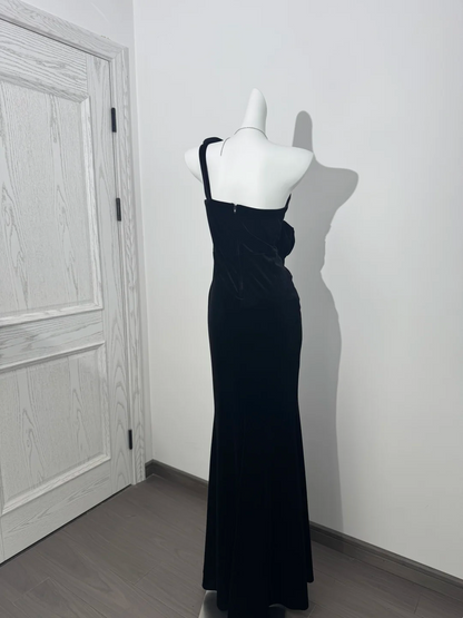 Black One-Shoulder Waist-Hugging Slim Elegant Prom & Evening Dress gh7225