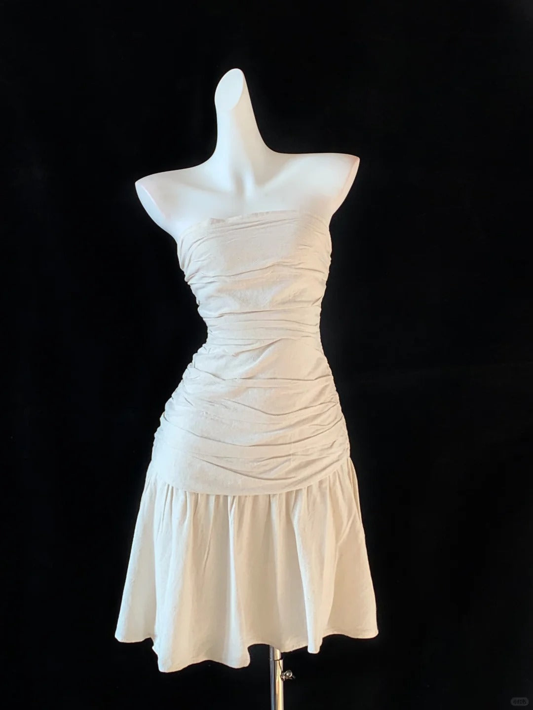 White Fashion Linen cotton Elegant Cute Tube Dress 11284