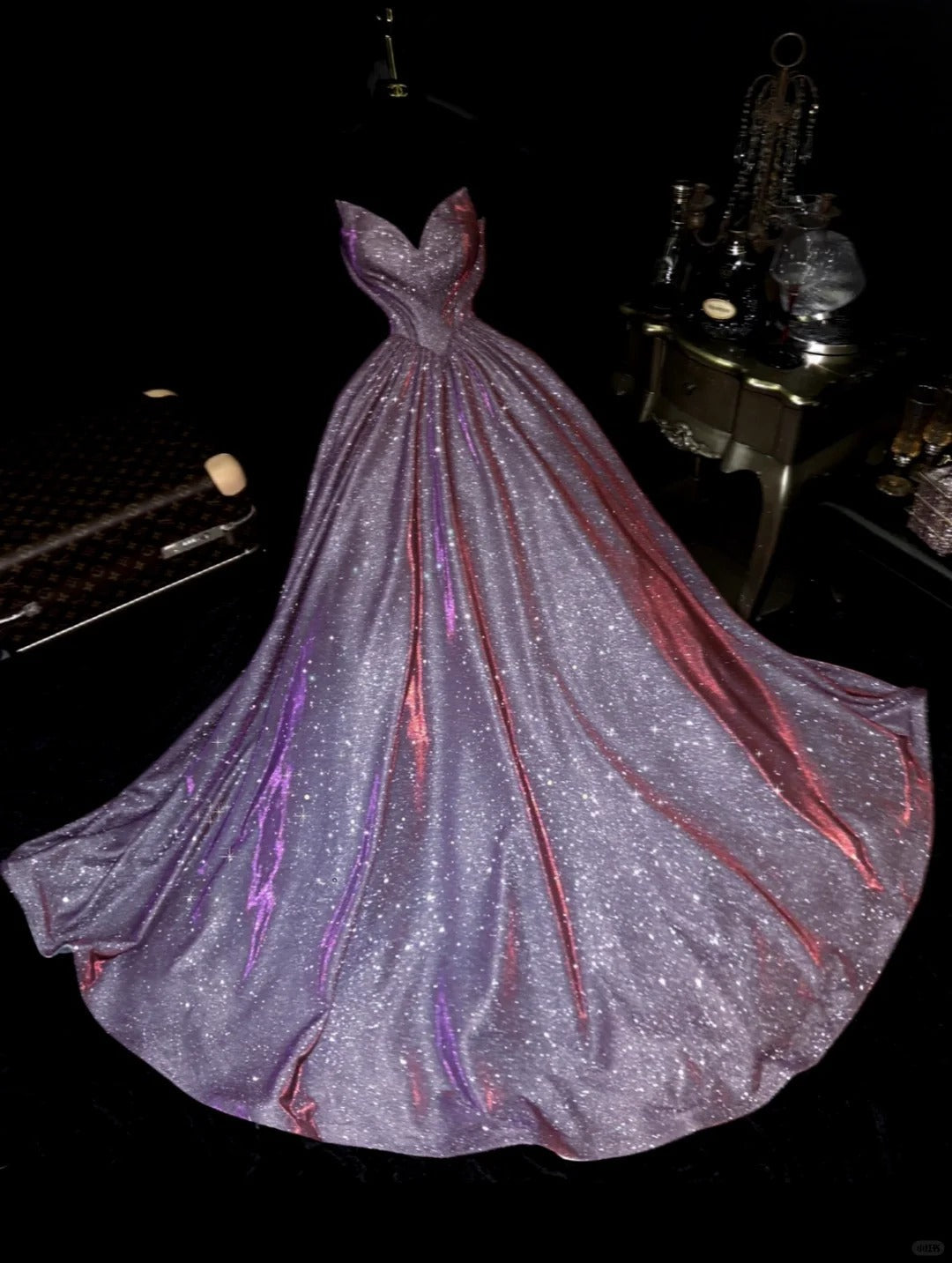 Purple Elegant Shiny Long Sequined Ball Gown Evening Dress  gh4386