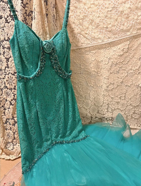 Pink Beaded Beautiful Mermaid Long lace Chiffon Ball Gown Evening Dress Party Dress gh4443