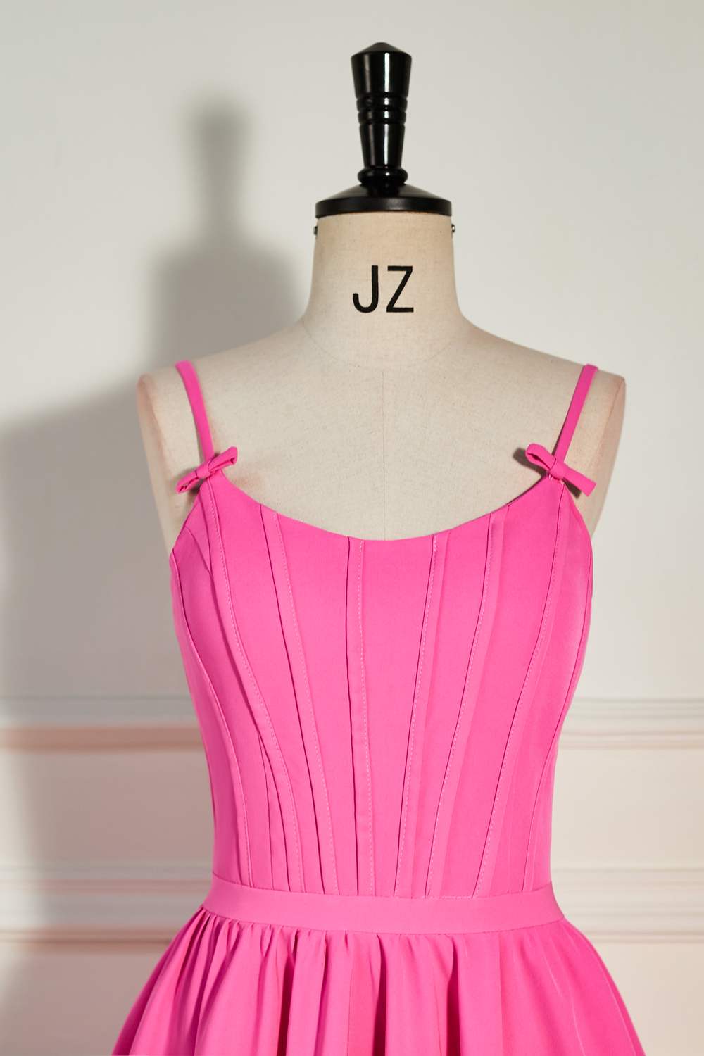 Hot Pink A-line Ruffled Lace-Up Homecoming Dress