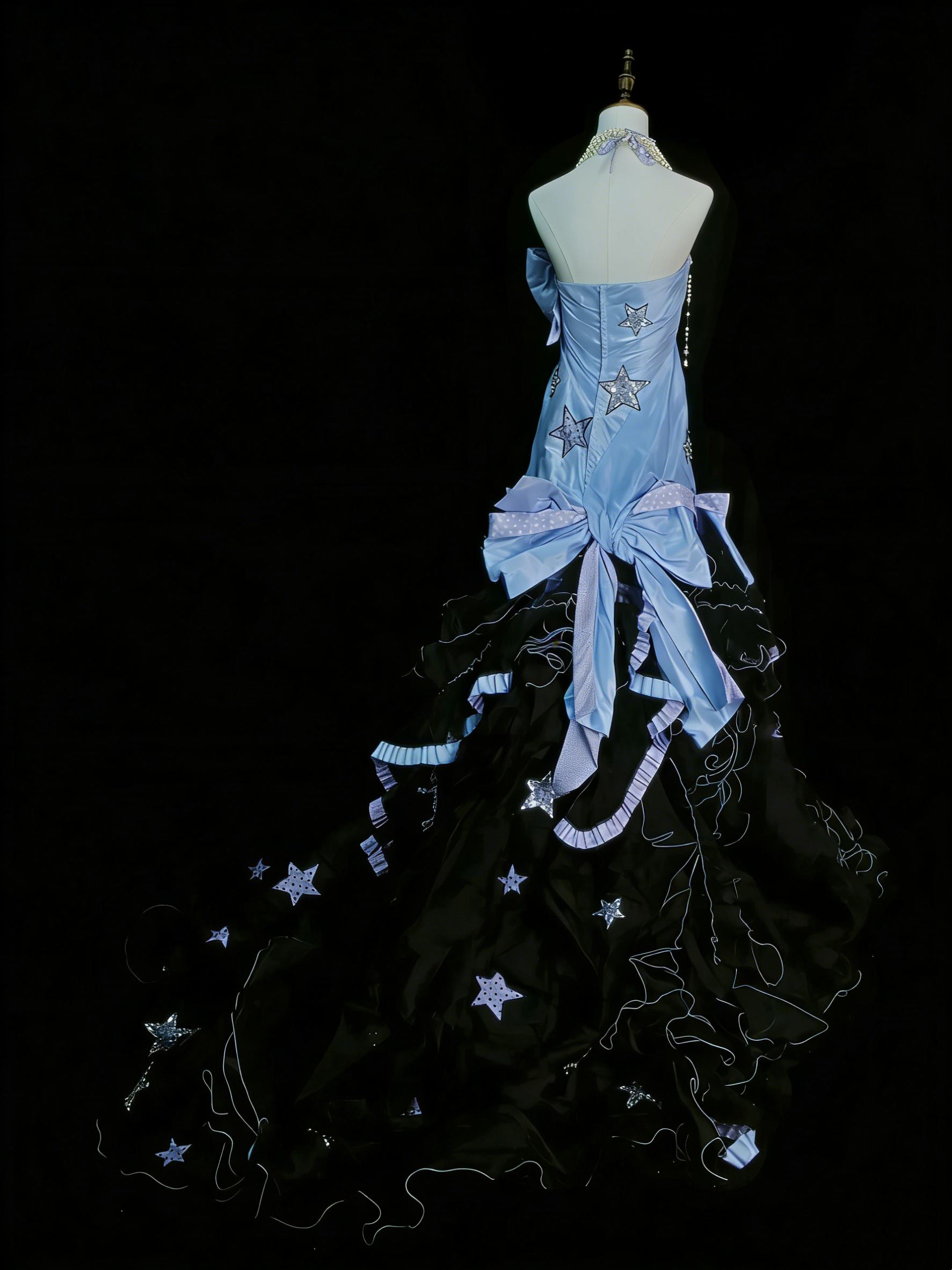 Starlight Dream Style Blue-Black Contrast Court Ballgown - Starry Sky Theme Party & Cosplay Dress gh6564