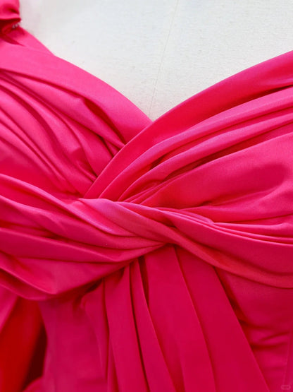 Girlhomeshops -Pink elegant long satin prom dress evening dress party dress gh5122