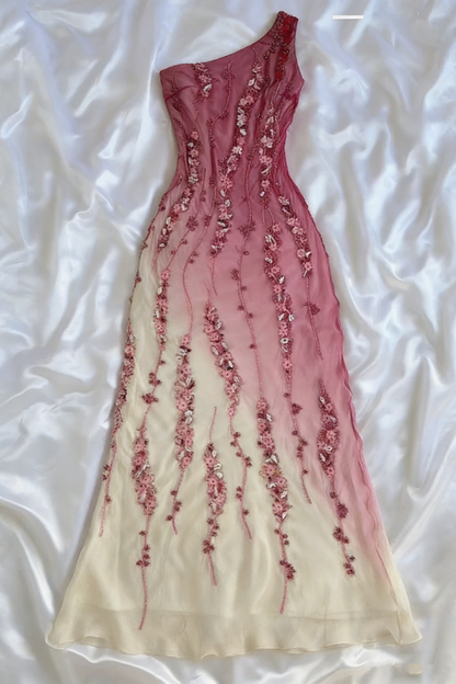 Simple Mermaid Prom Gown With Beads One Shoulder Prom Dress For Teens P1848