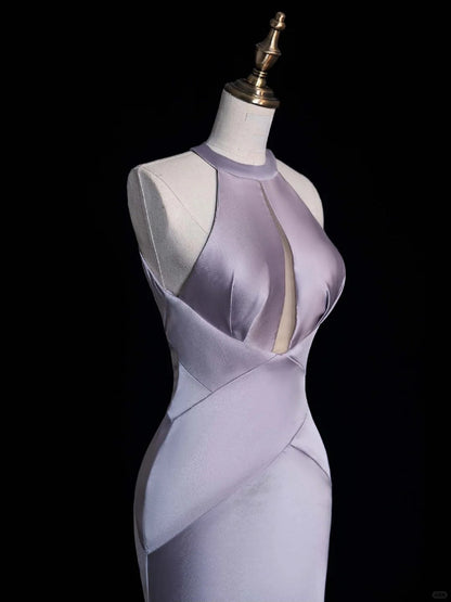 Purple Elegant Long Floor Length Satin Ball Gown Evening Dress Party Dress gh4293