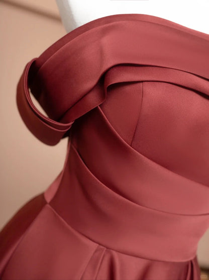 Brown Red Elegant Fashion Long Satin Prom Dress Evening Dress Party Dress gh4874