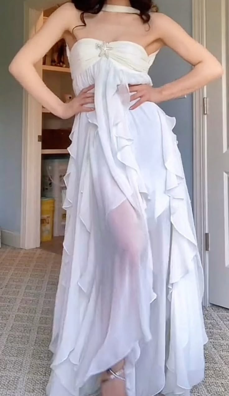 Simple Strapless White Chiffon Prom Dress Sleeveless Evening Dresses P267