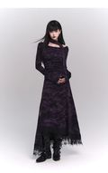 New Gothic Style Fashion Bell Sleeve Design Sense Long-sleeved Split Dress TP2932