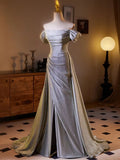 Glamorous Off-Shoulder Shimmering Slit Evening Gown TP5101