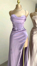 Classy Split Prom Dresses Floor Length Formal Evening Dress