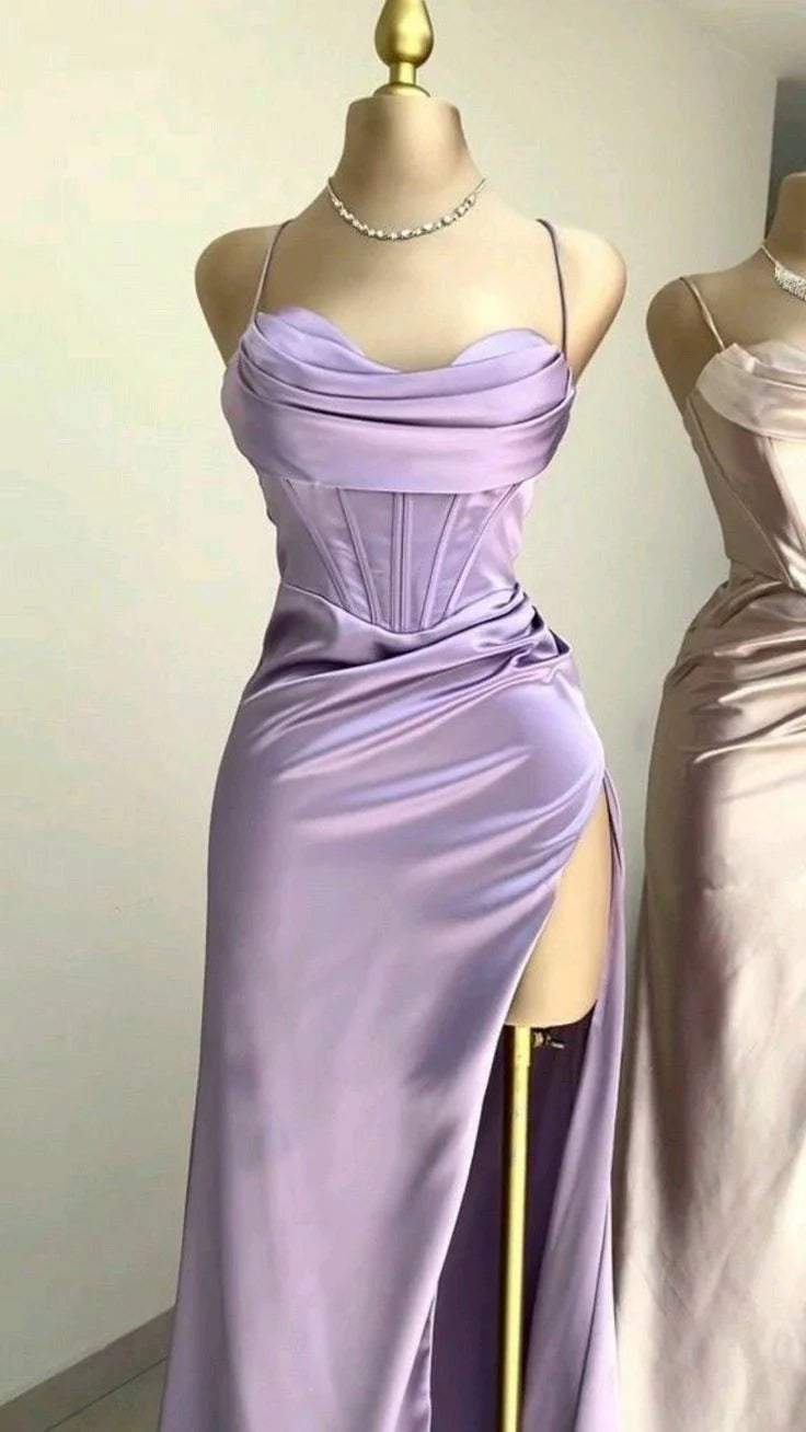 Classy Split Prom Dresses Floor Length Formal Evening Dress