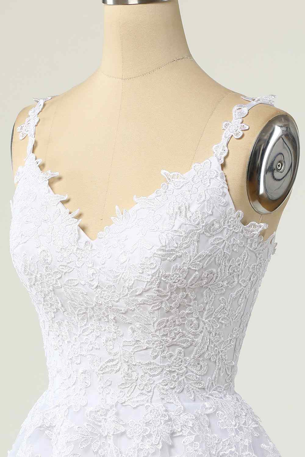 A-line V Neck Lace-Up Applique Mini Homecoming Dress