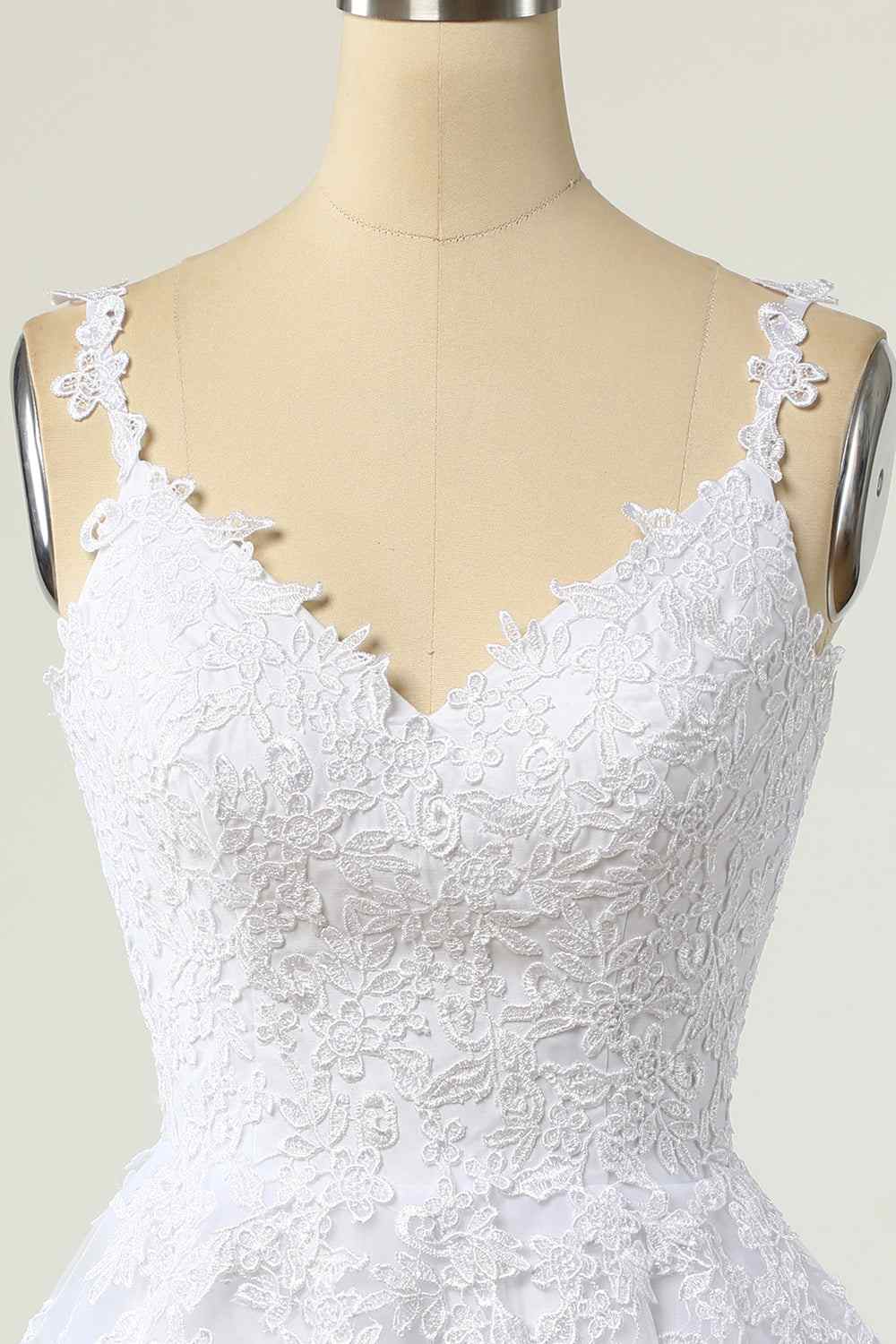 A-line V Neck Lace-Up Applique Mini Homecoming Dress