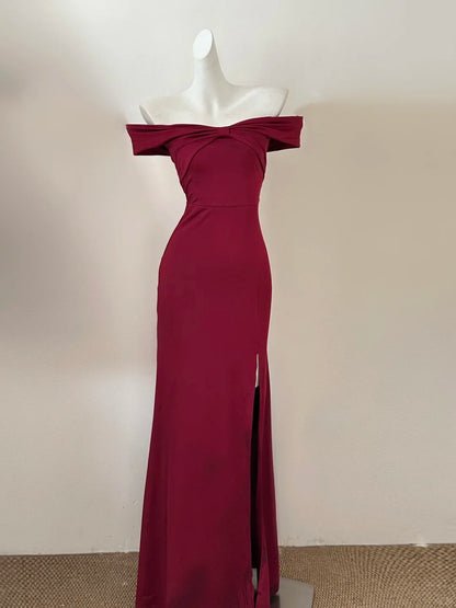 Purple Fashion Elegant Long Satin Sexy Slit Ball Gown Evening Dress Party Dress Prom Dress gh4052