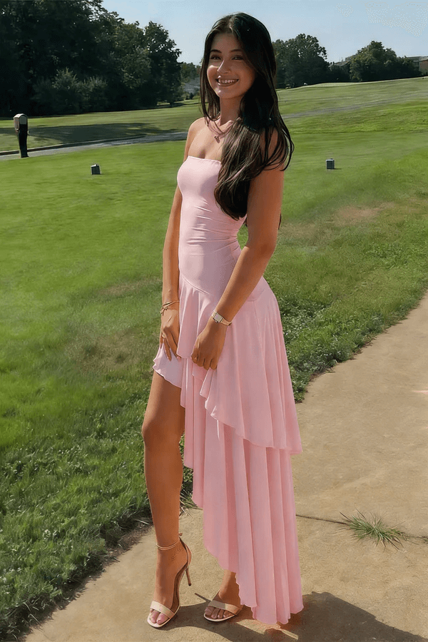 Formal Pink Dress Classy Elegant Strapless Wedding Guest Dresses