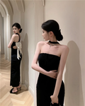 New Fashion Dress Back Bow Design Slim Halter Dress TP2996