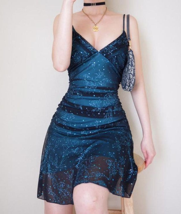 Beauty Homecoming Dress Blue Spaghetti Straps Cocktail Dress Short Birthday Dress    P4924