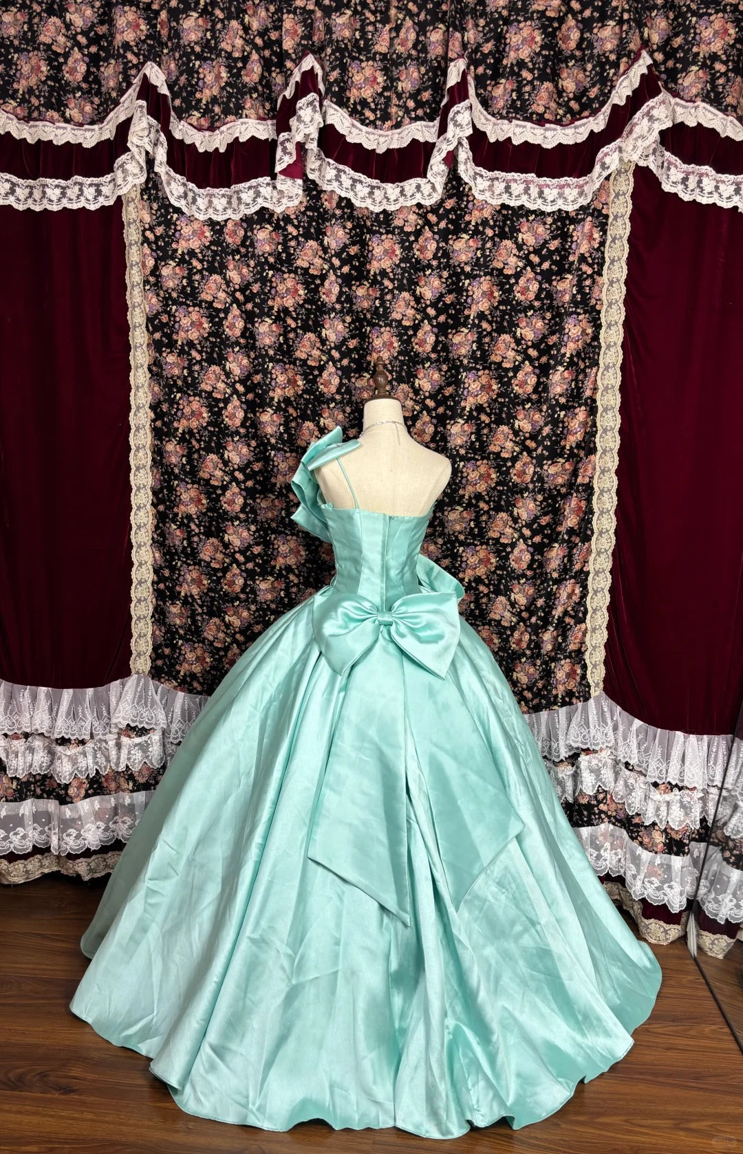 Blue rhinestone long satin ball gown evening gown graduation gown adult ceremony gown gh4766