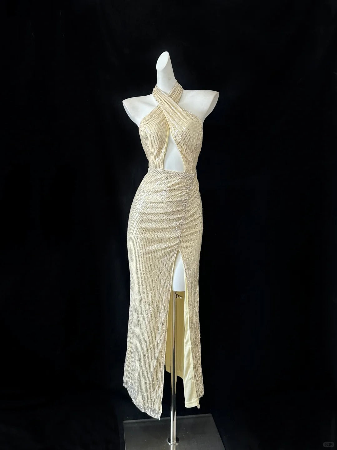 Gold Sequin Elegant Long Ball Gown Evening Dress Party Dress gh4477