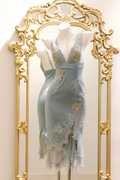Baby Blue Sheath Wedding Party Dress V Neck Ruffle Short Homecoming Dress Outfits