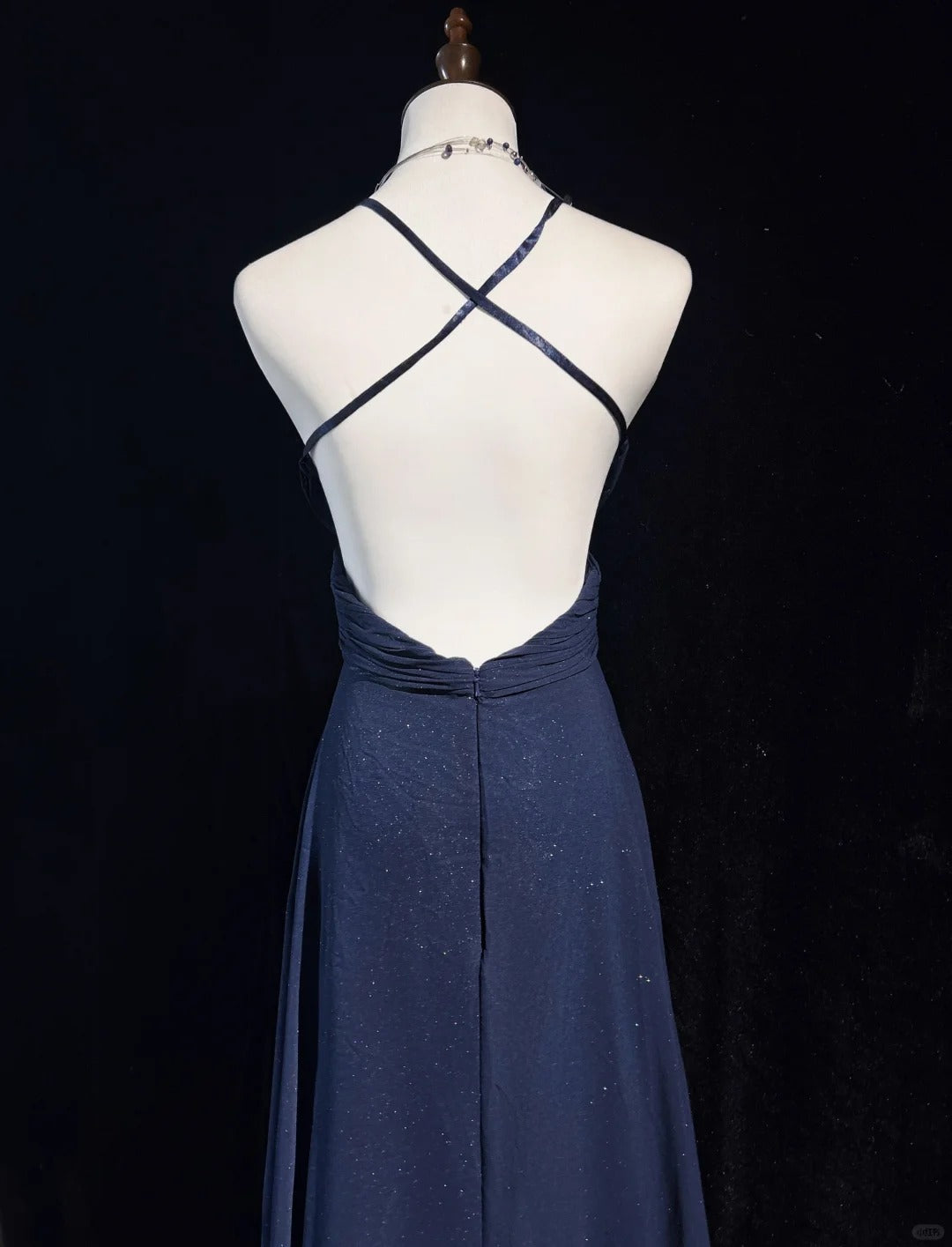 Dark Blue Shiny Fashionable Elegant Long Backless Floor Length Tulle Ball Gown Evening Gown Party Dress Prom Gown Bridesmaid Dress Graduation Gown gh3864