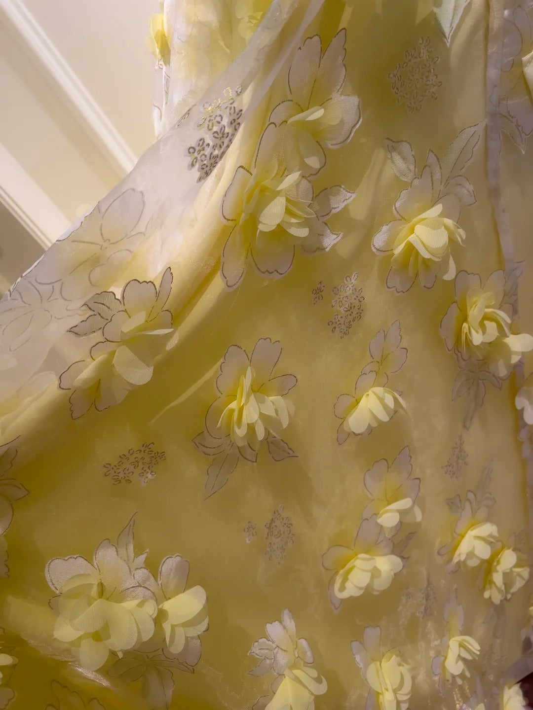 girlhomeshops--Yellow floral long chiffon prom dress gh5579