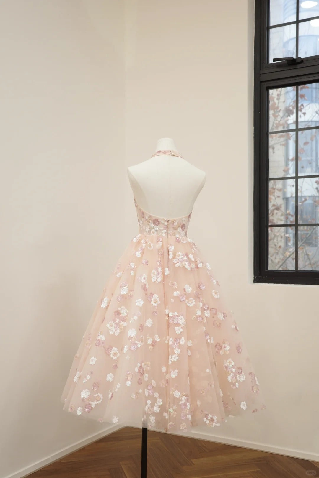Girlhomeshops-Pink floral fashion long tulle sequin homecoming dress birthday dress Prom dress evening dress gh5071