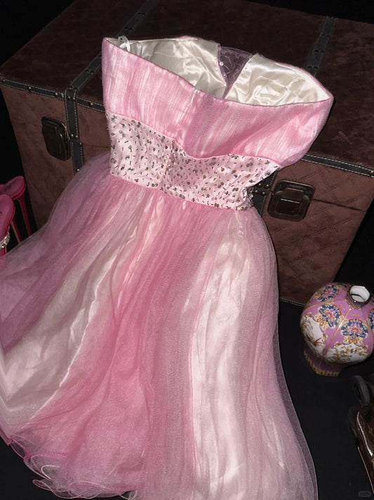 Pink Homecoming Dress Gorgeous Beaded Short Tulle Ball Gown Evening Dress gh4418