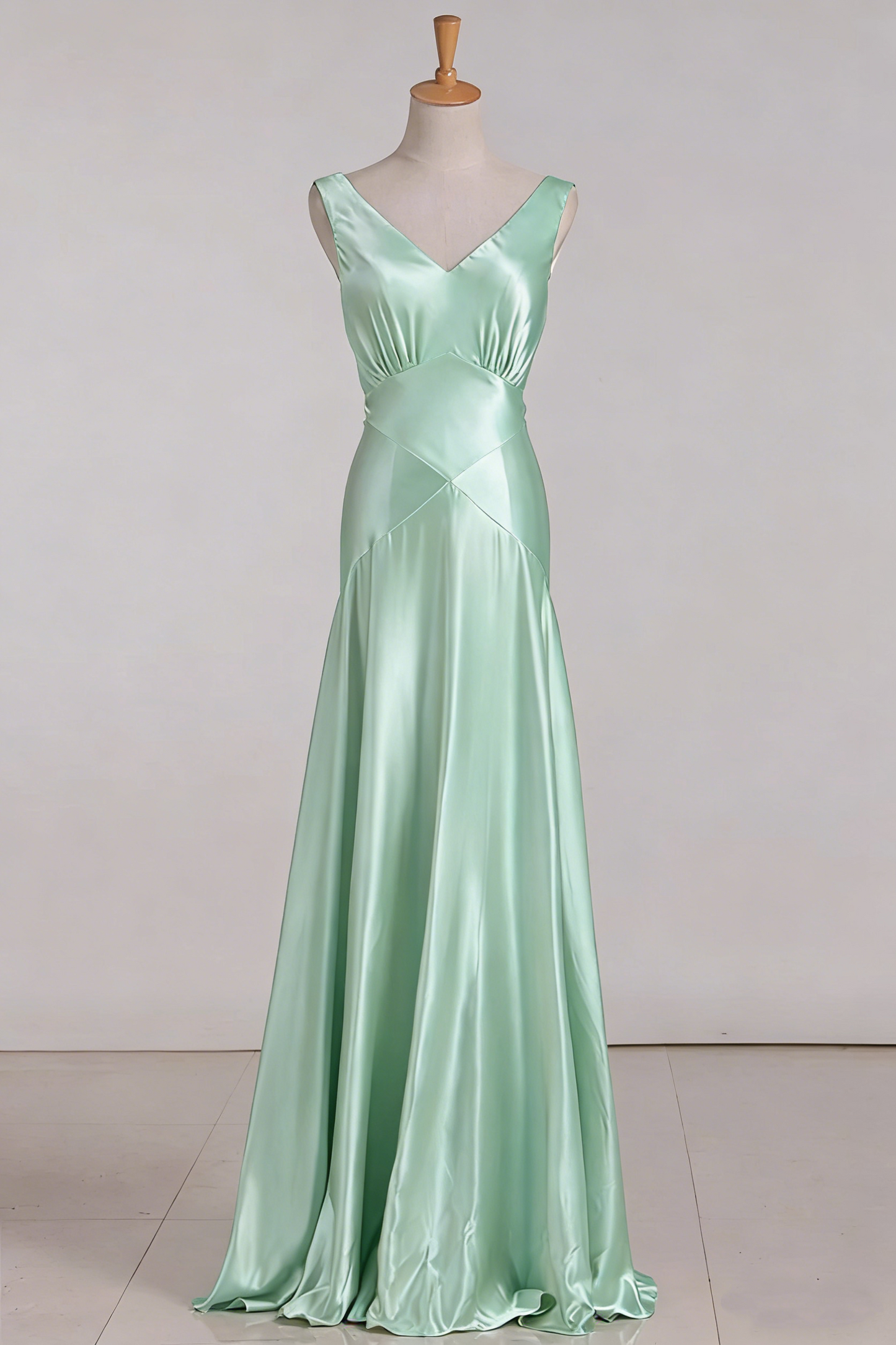 Vintage Mermaid V Neckline Pink Satin Long Prom Dresses Party Evening Dress P2456