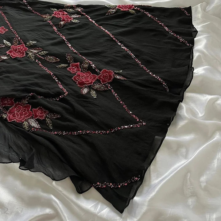 Black gorgeous tight strapless exquisite red rose floral beaded long tulle ball gown evening dress gh3157