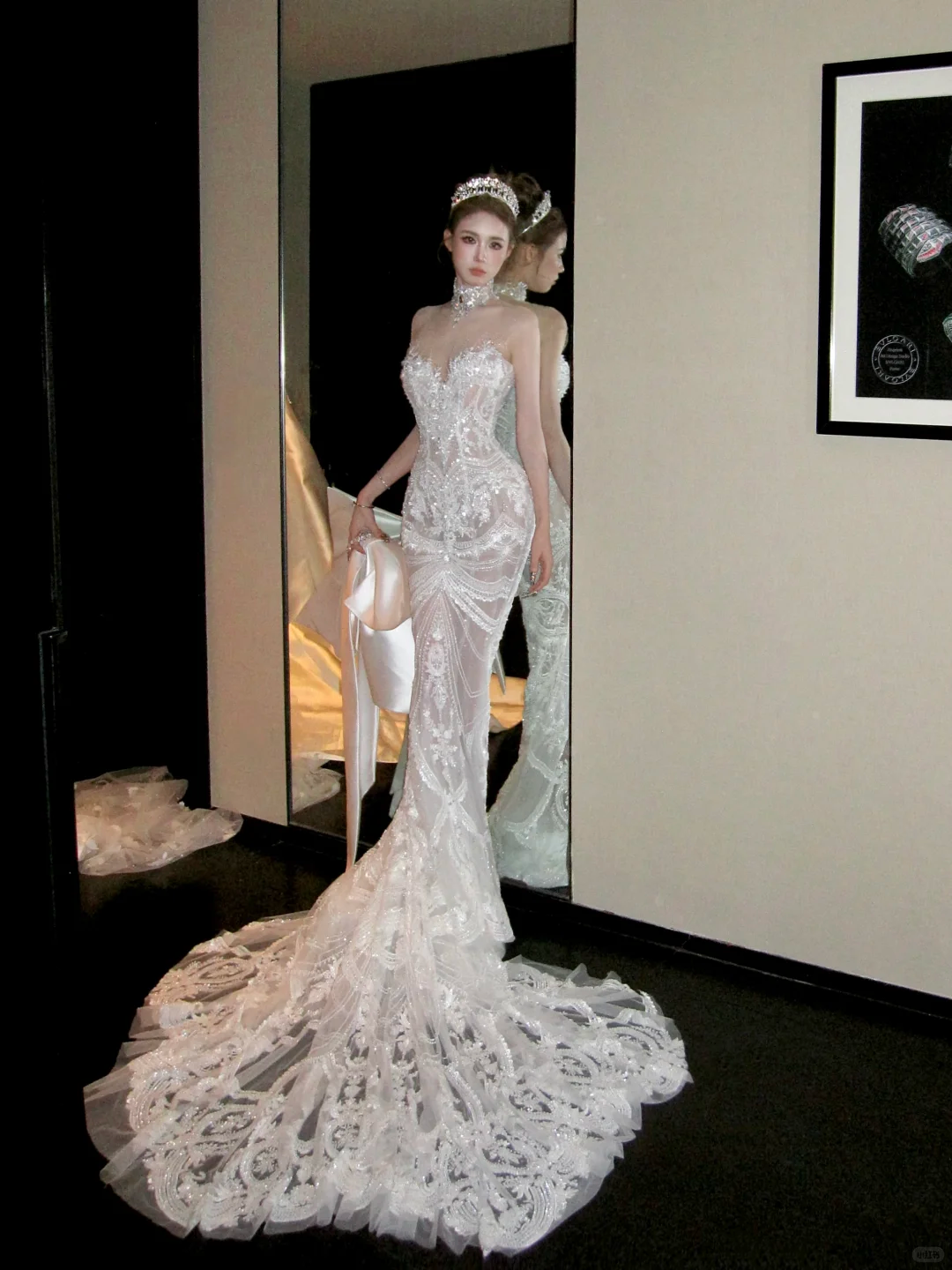 Elegant Glittering Beaded Sequined Applique Sweetheart Design Mermaid Wedding Dress TP4231