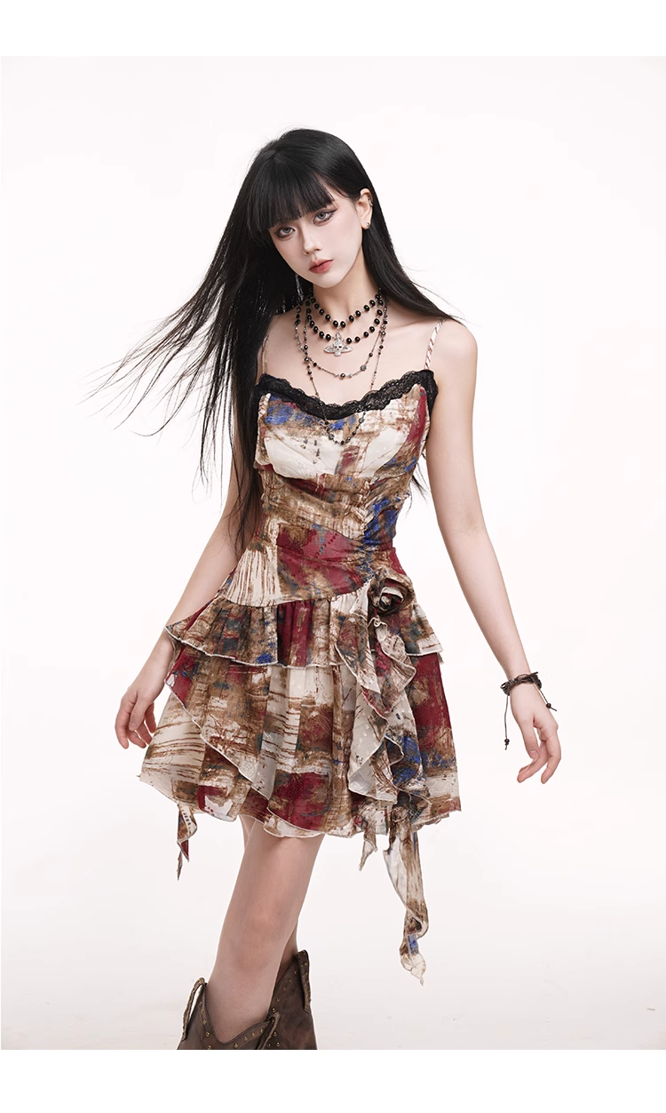 Women New Fashion Party Chiffon Spaghetti Strap Dress TP2959
