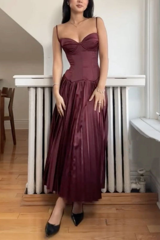 girlhomeshops-Satin spaghetti strap tight mid-length prom dress bridesmaid dress gh5774