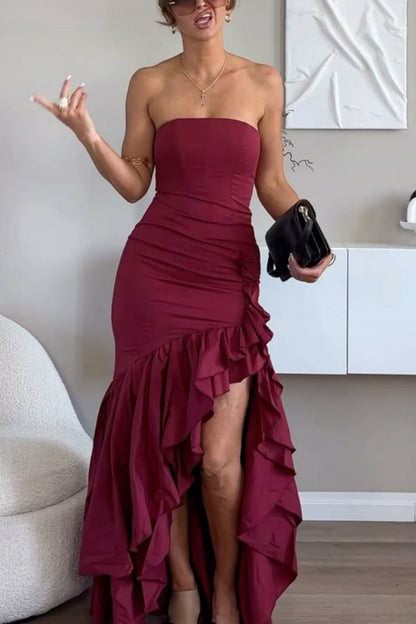 girlhomeshops-Blue/Wine Red/Yellow/Purple Long Chiffon Ruffle Prom Dress Graduation Dress gh5929