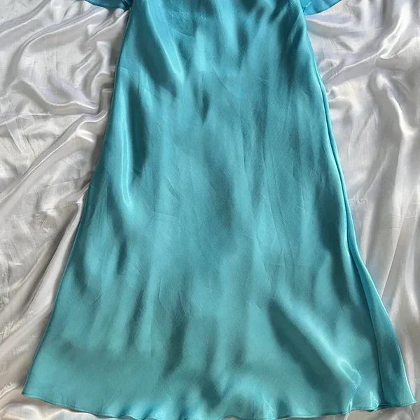 Blue fashion elegant spaghetti straps long chiffon elegant ball gown evening dress party dress gh3491