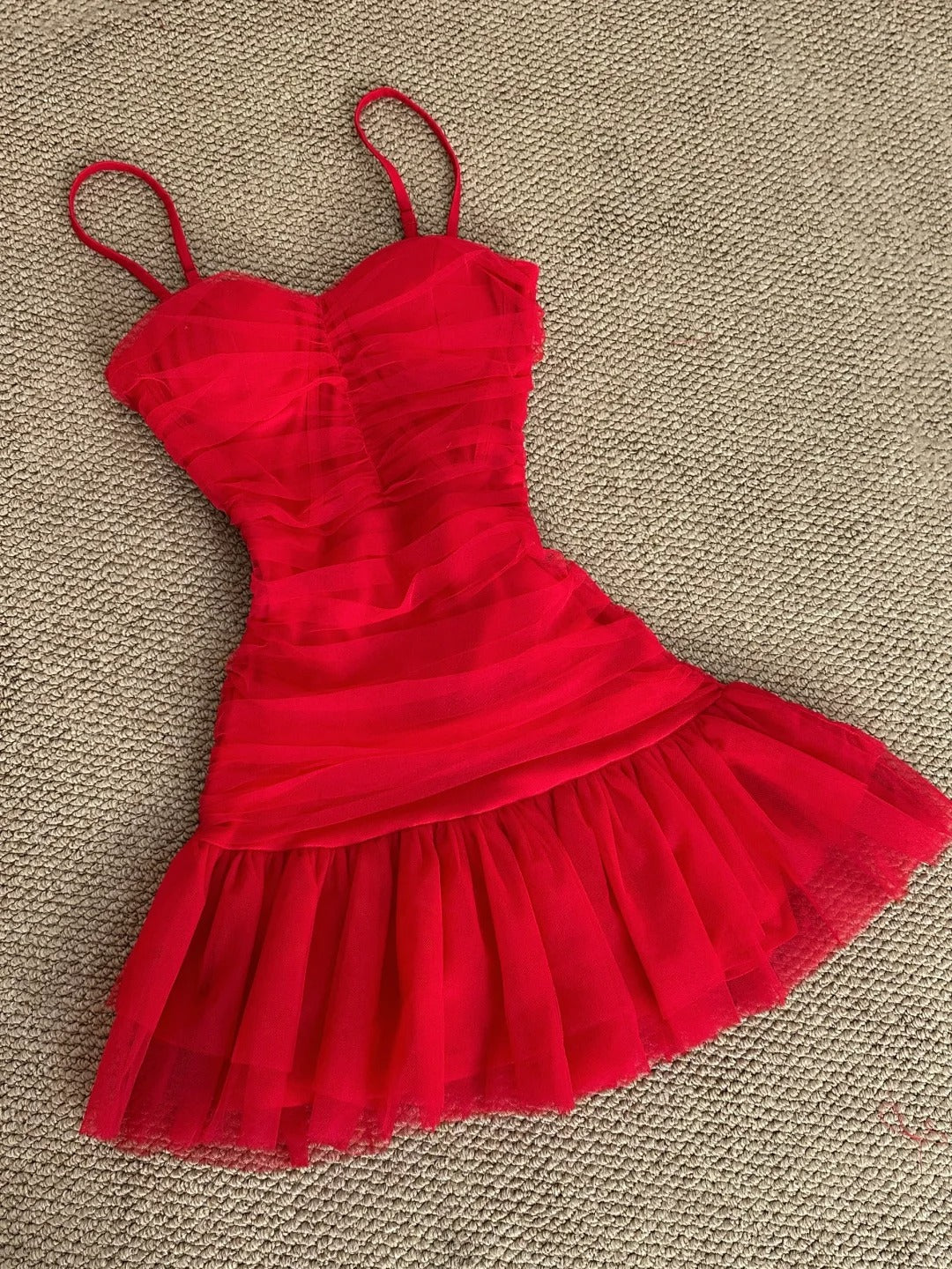 Red fashion cute sweet simple short dress 11285